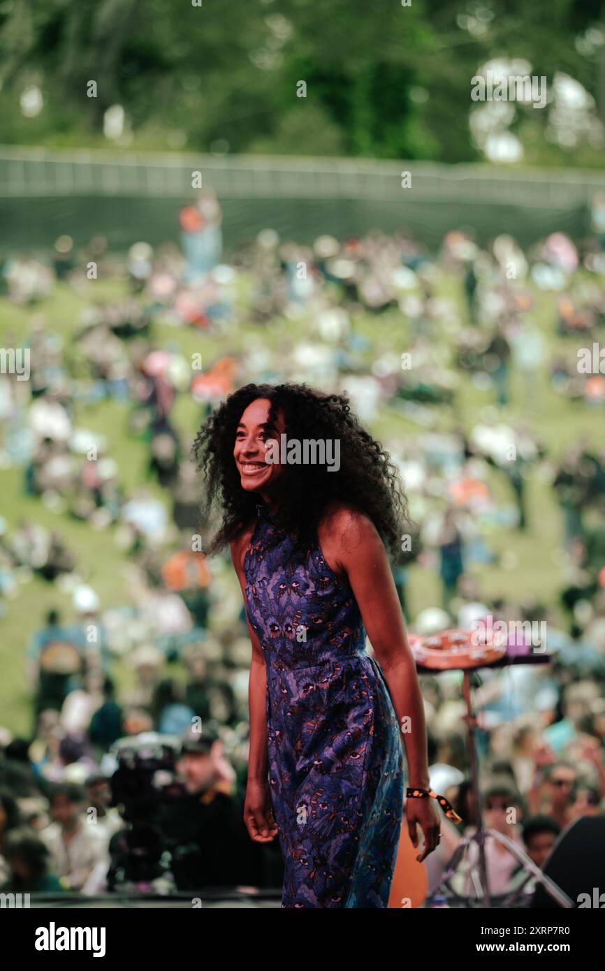 San Francisco, USA. 11th Aug, 2024. Corinne Bailey Rae performs on the  Sutro Stage during the Outside Lands 2024 Music and Arts Festival held in  Golden Gate Bridge Park in San Francisco,