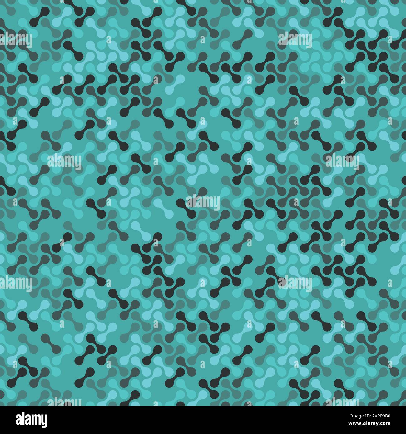 Turquoise greenish-blue color metaball seamless pattern for the background and other digital prints. Stock Vector