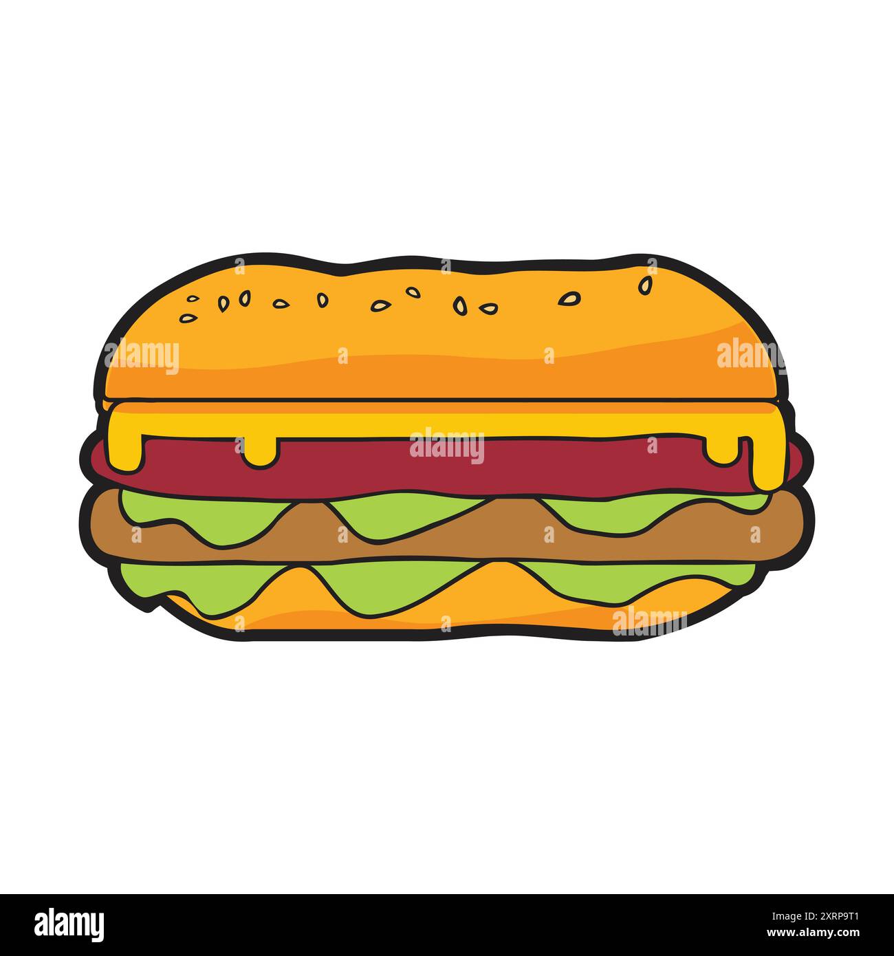 Delicious Hamburger Vector Illustration on White Background. Stock Vector