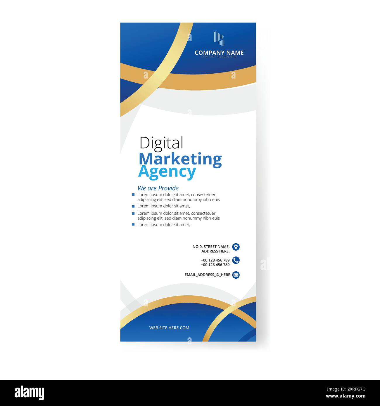 Blue background modern rollup banner template Stock Vector