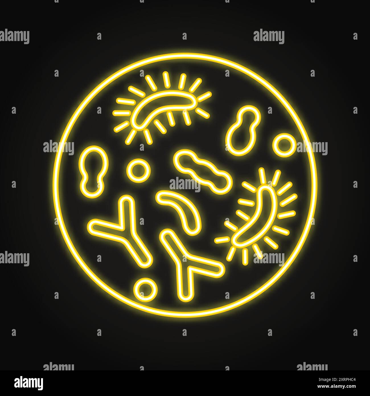 Microbiome neon line icon. Gut microbiota, intestinal bacteria. Vector ...