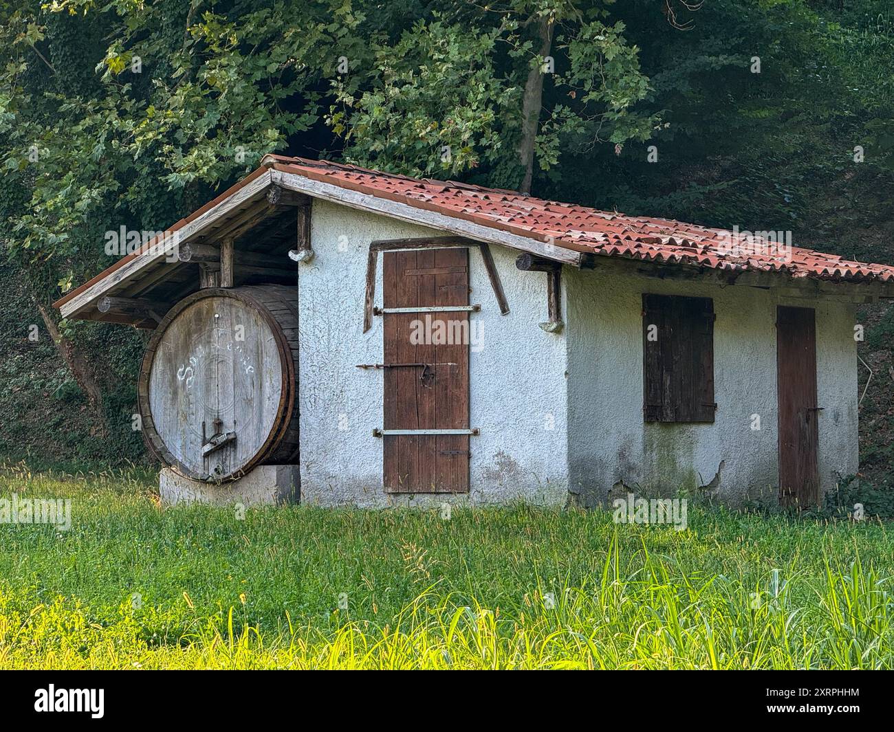 Via del Garda, Salionze. 12th August 2024. Heatwave conditions in Northern Italy at the same time as the current heatwave in the UK. Temperatures in Northern Italy had already reached 28C by 8am in the village of Salzione near Lake Garda. Credit: james jagger/Alamy Live News Stock Photo