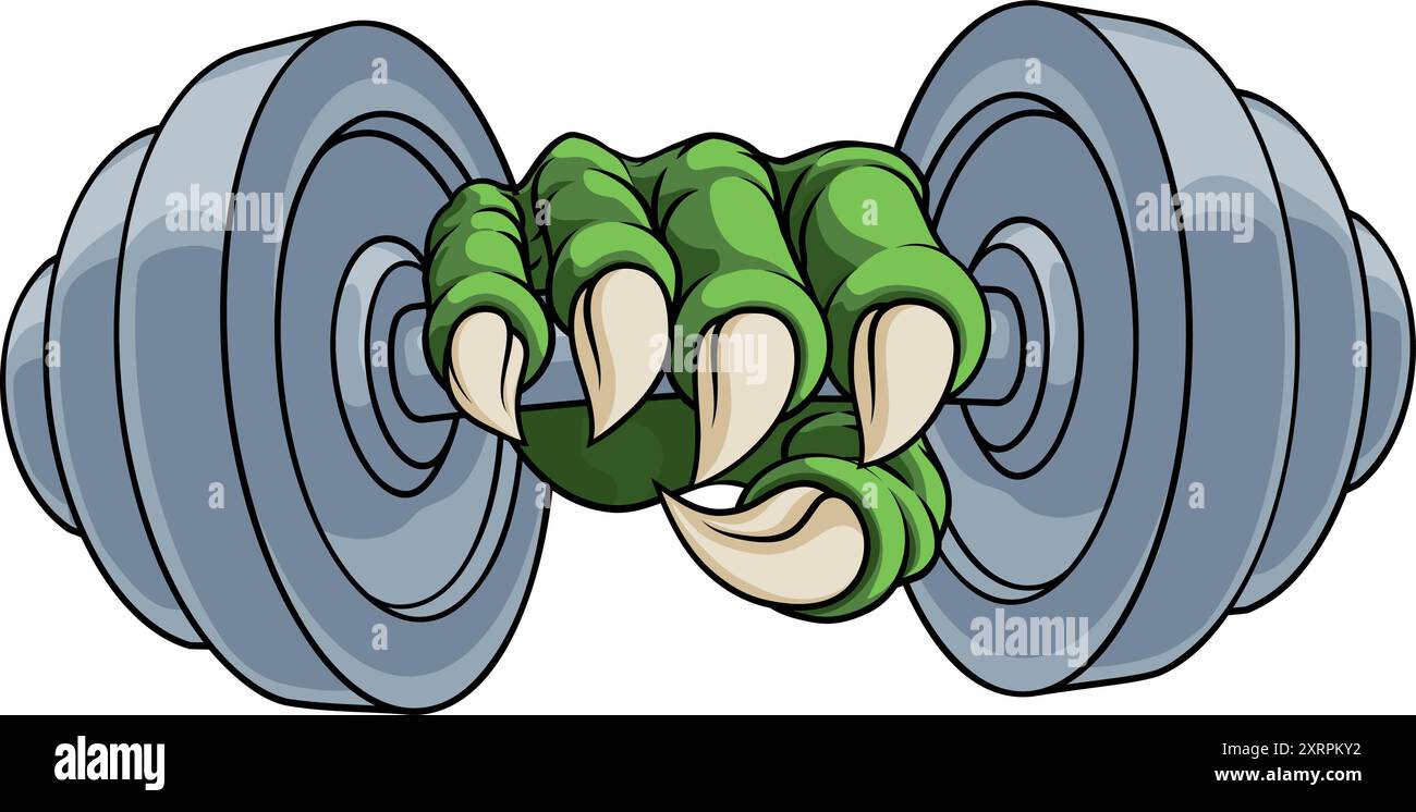 Claw Dumb Bell Gym Weight Dumbbell Monster Hand Stock Vector