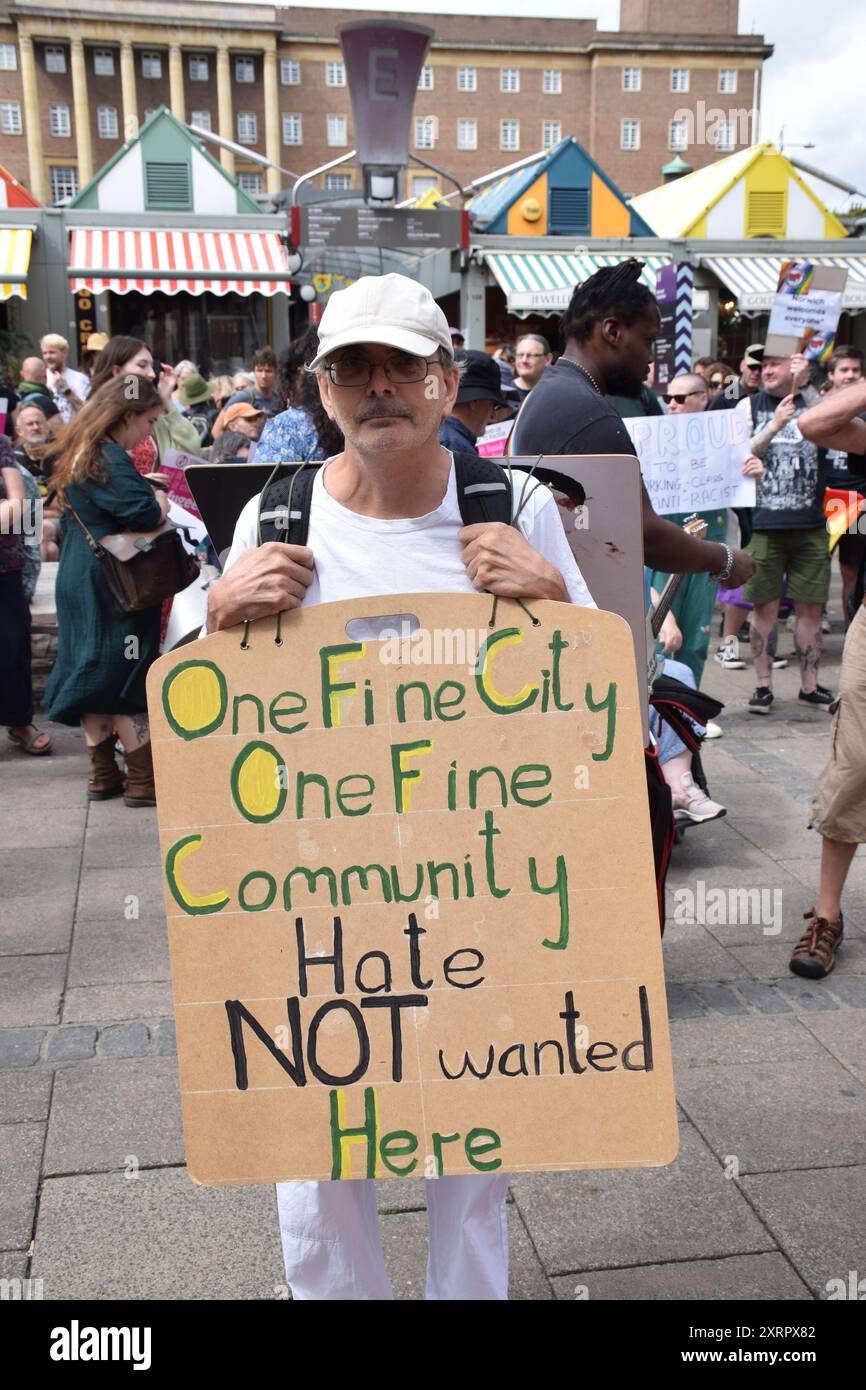 Anti-racist demo Norwich 10 August 2024 UK Stock Photo - Alamy