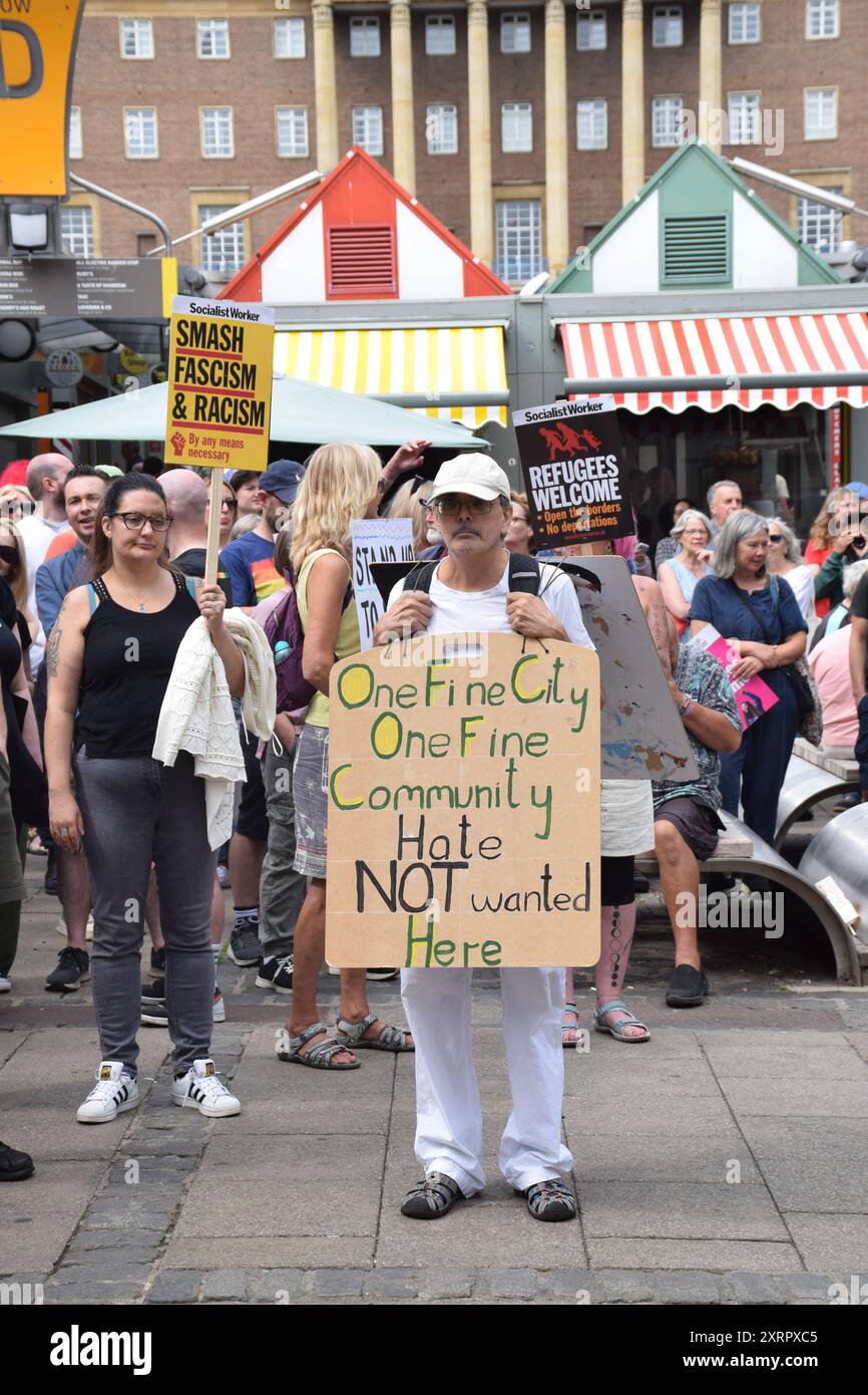 Anti-racist demo Norwich 10 August 2024 UK Stock Photo - Alamy