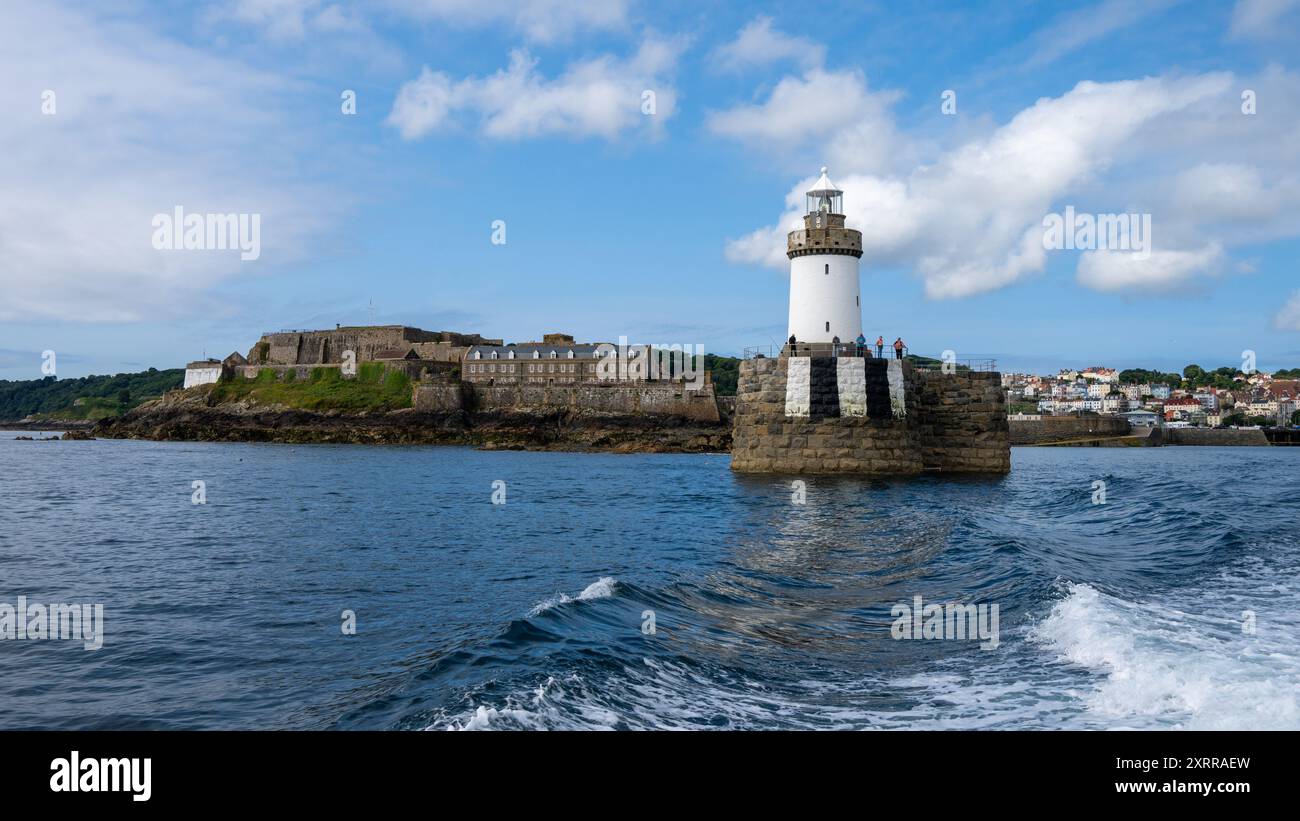 Castle Lighthouse, St Peter Port, Guernsey, Channel Islands, UK Stock Photo