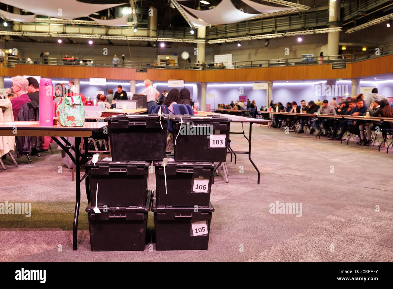Ballot boxes are readied to be emptied as the General Election Count in ...