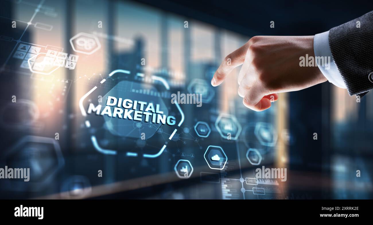 Digital online marketing. Analysis sale data graph growth on modern ...
