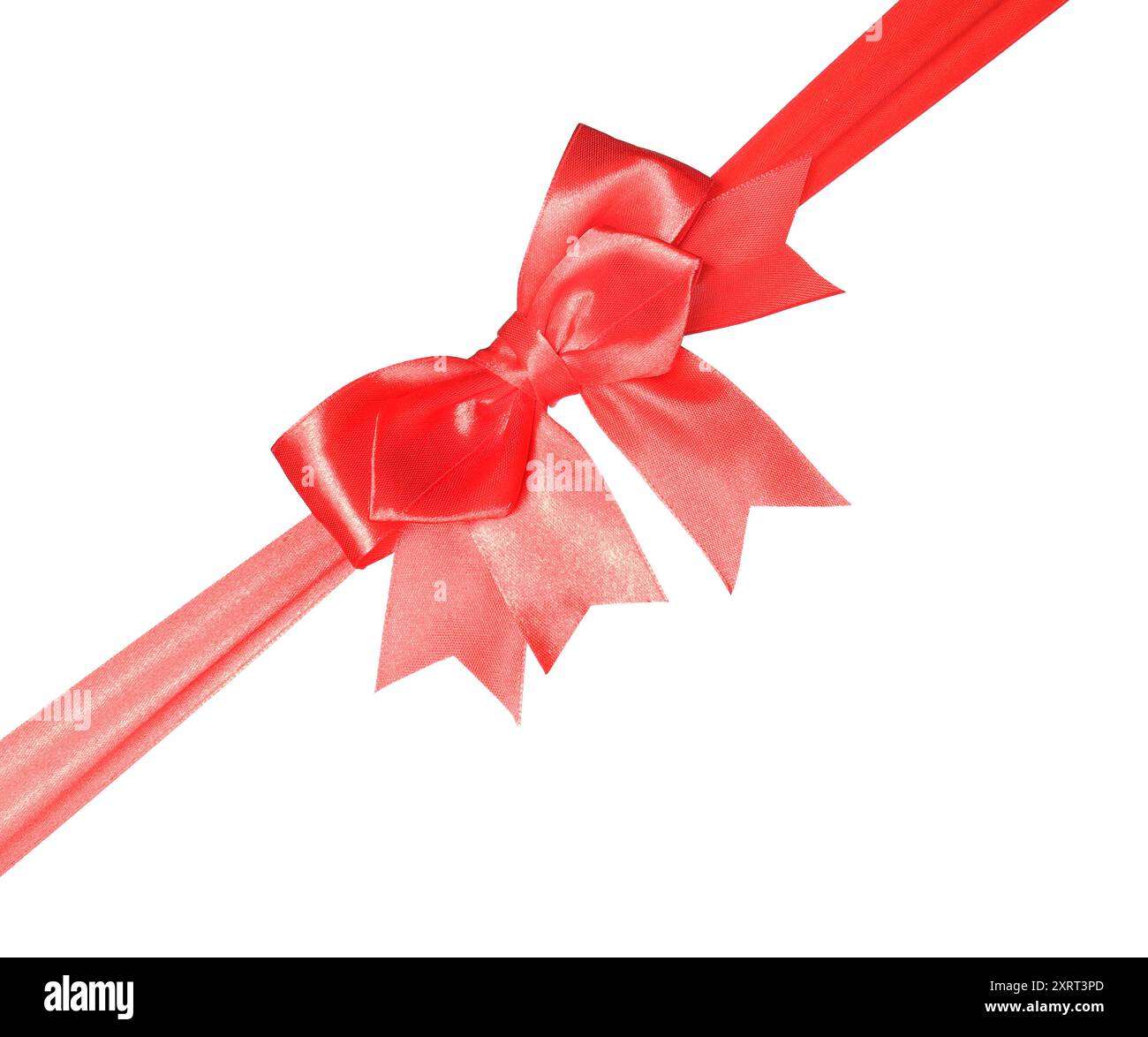 Beautiful red ribbon with bow isolated on white Stock Photo - Alamy