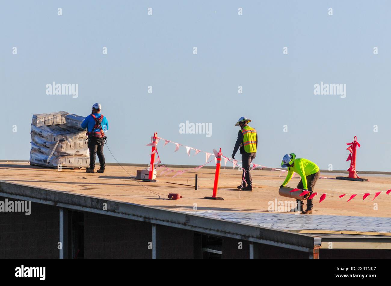 Construction workers prepare install hi-res stock photography and ...