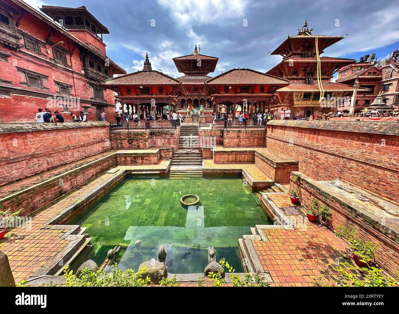 August 12, 2024: Premise of stope taps is flooded with water after incessant rainfall overnight at Patan Durbar Square in Lalitpur, Nepal on August 12, 2024. (Credit Image: © Sunil Sharma/ZUMA Press Wire) EDITORIAL USAGE ONLY! Not for Commercial USAGE! Stock Photo