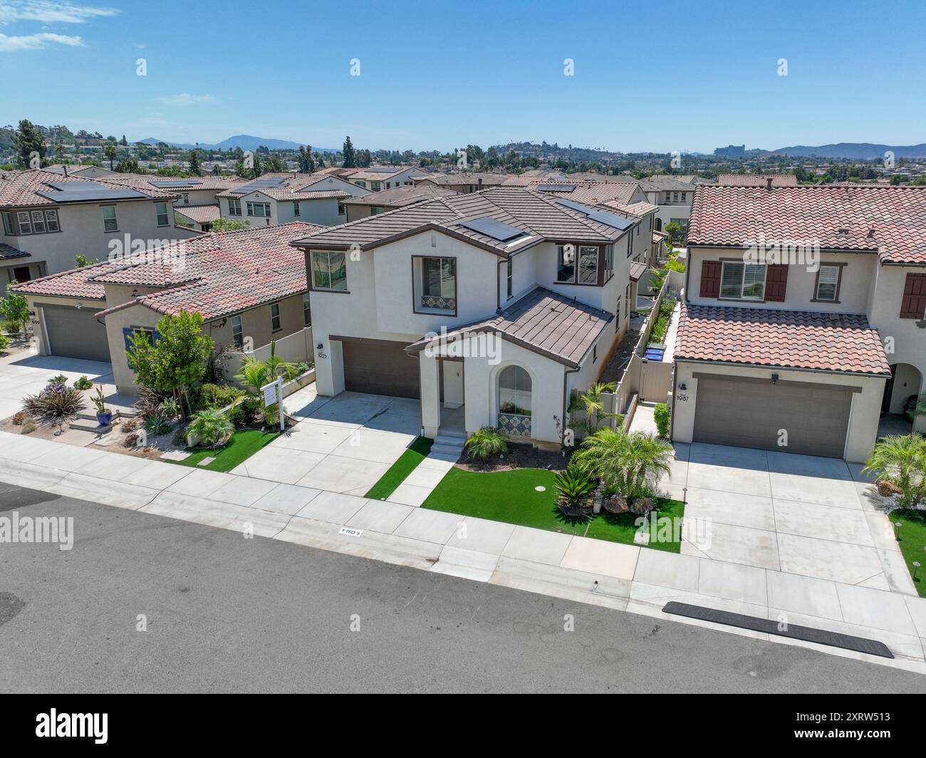 Aerial view of middle class community big houses, Escondido, South ...