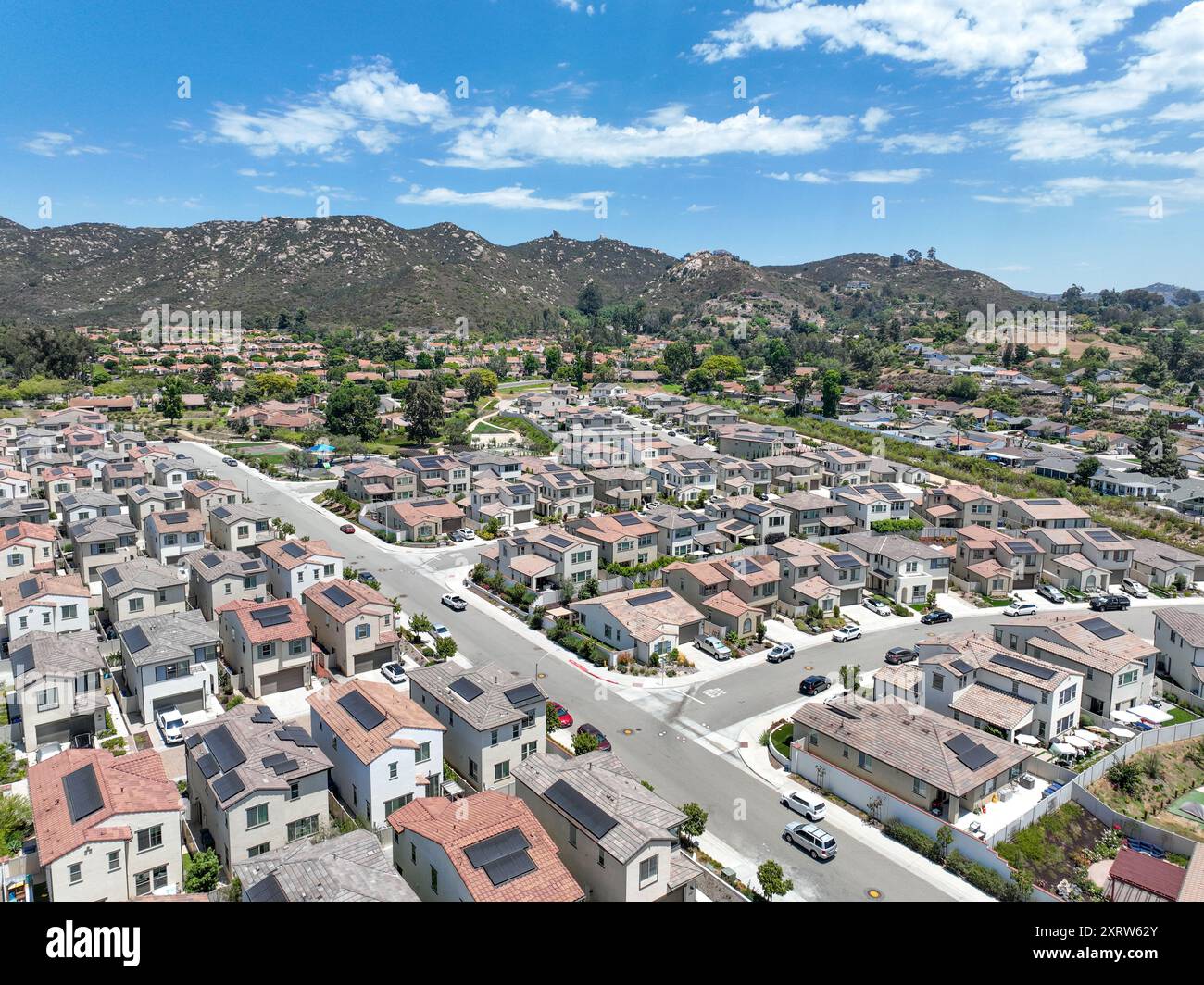 Aerial view of middle class community big houses, Escondido, South ...