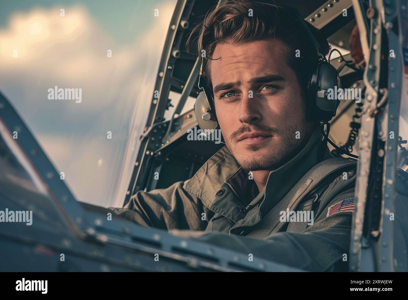 Attractive smiling male pilot looking at camera, Ready to flight. Male