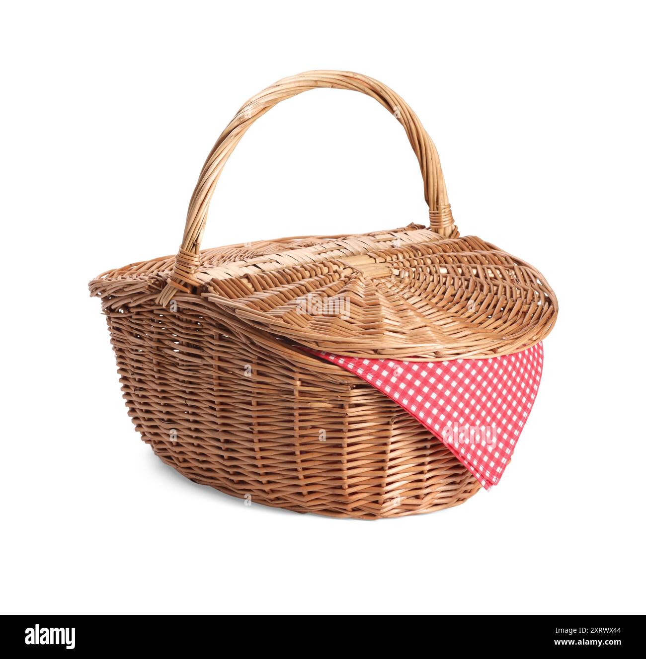 One picnic wicker basket isolated on white Stock Photo - Alamy