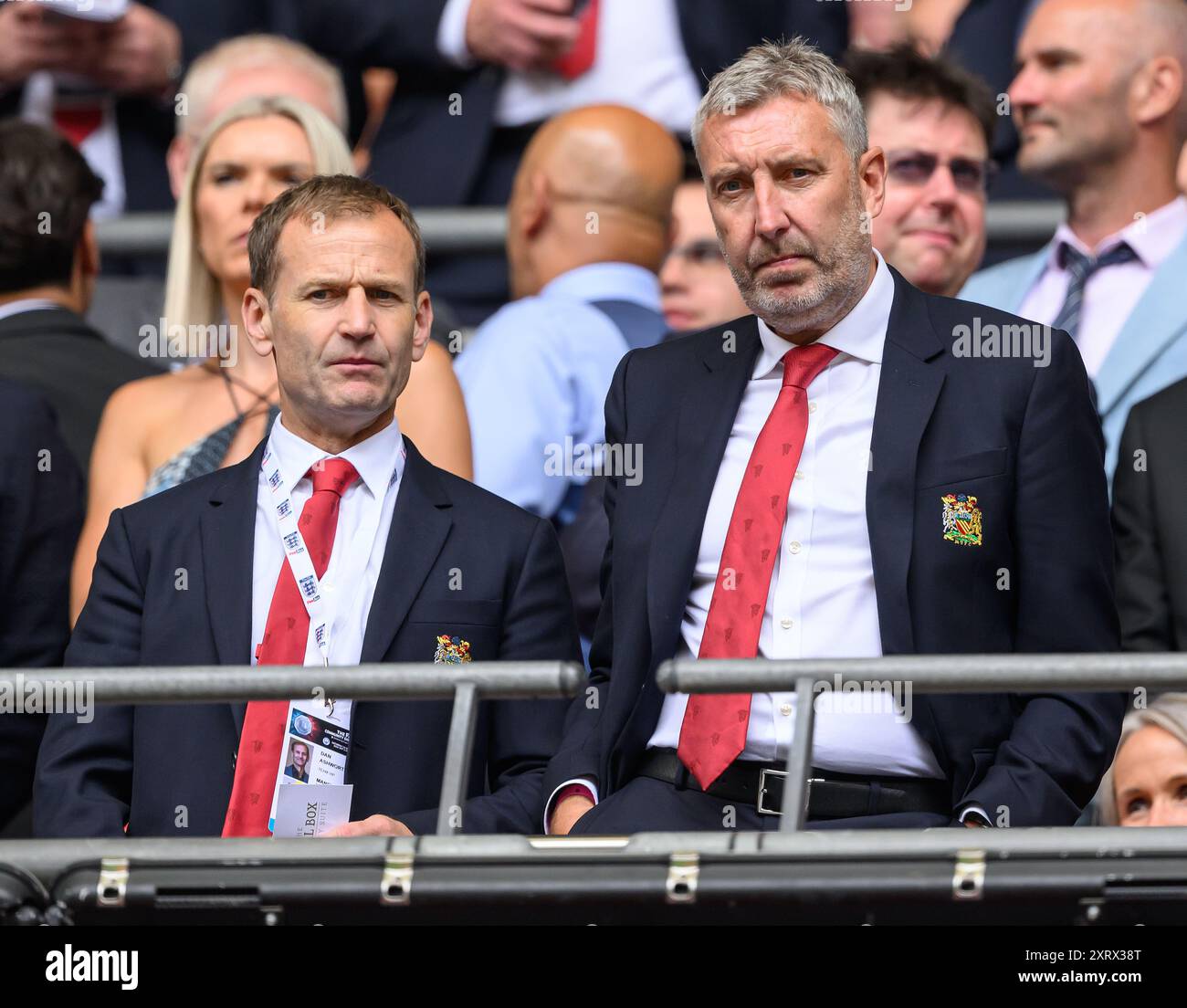 London, UK. 10th Aug, 2024 - Manchester City v Manchester United - Community Shield - Wembley Stadium.                                     Manchester United Sporting Director Dan Ashworth ( left ) and Technical Director Jason Wilcox.                                                   Picture Credit: Mark Pain / Alamy Live News Stock Photo