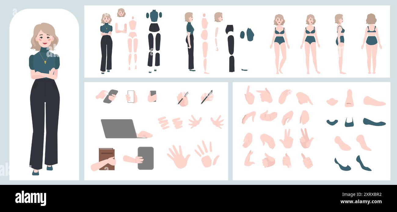 Business woman avatar creation suitable for animation Stock Vector ...