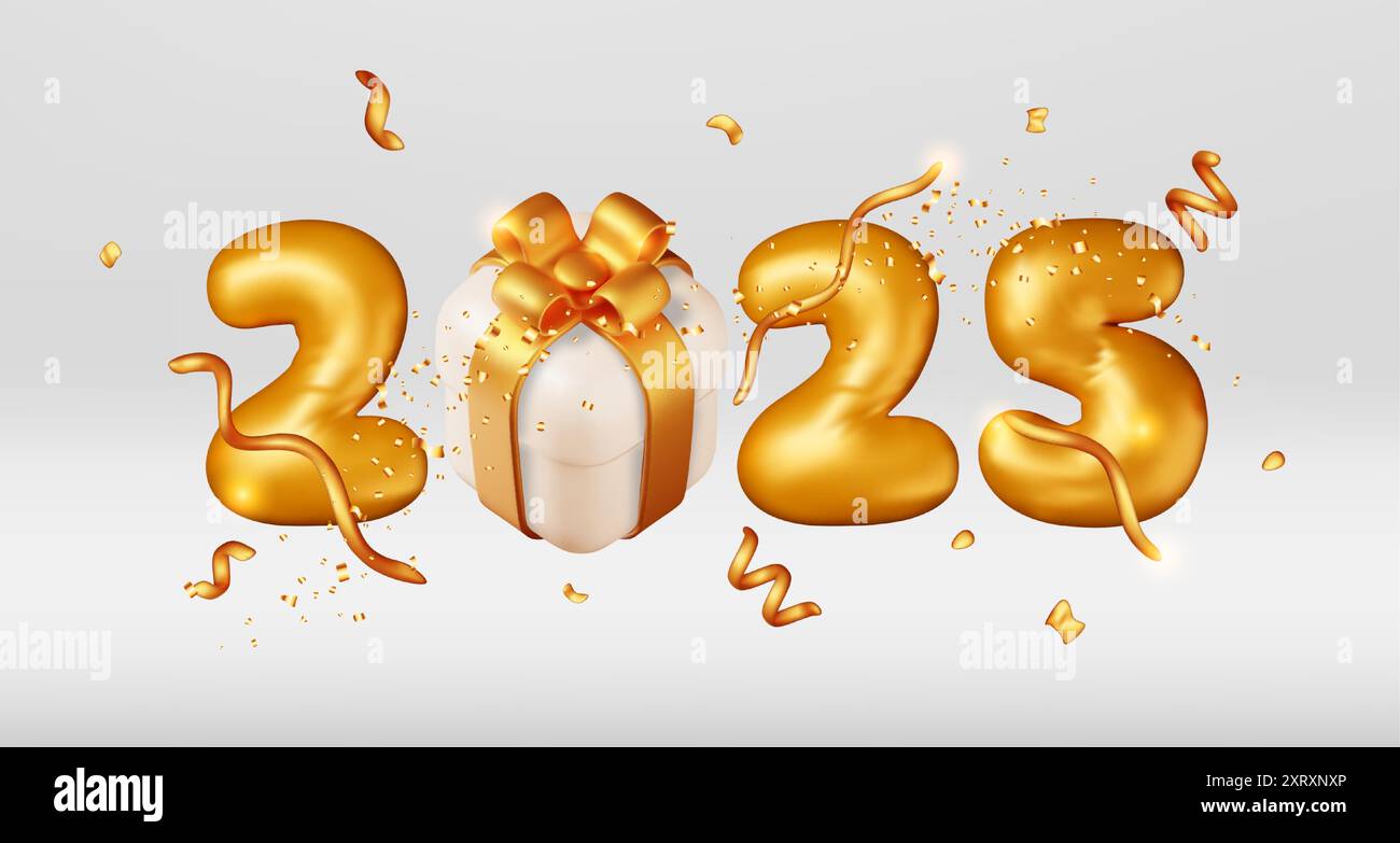 3d gold balloon 2025 new year symbol Stock Vector Image & Art Alamy