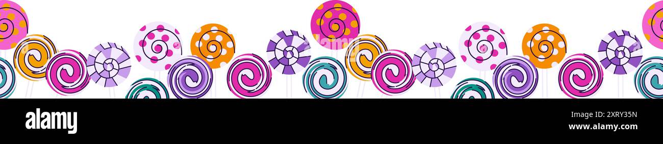Lollipops Halloween seamless border vector illustration Stock Vector