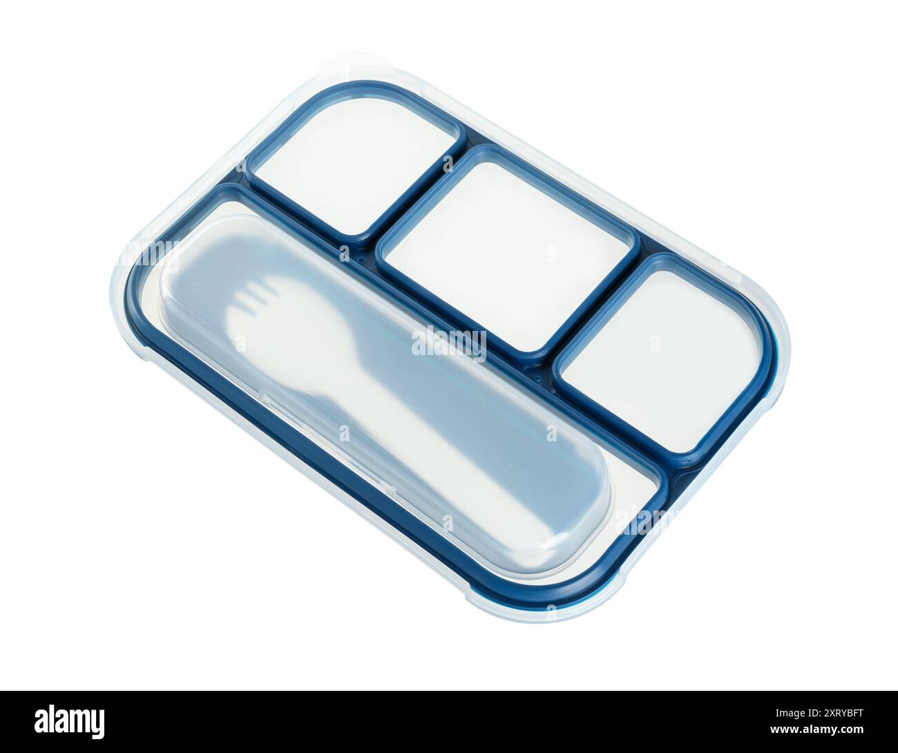 Plastic lid from lunch box isolated on white Stock Photo