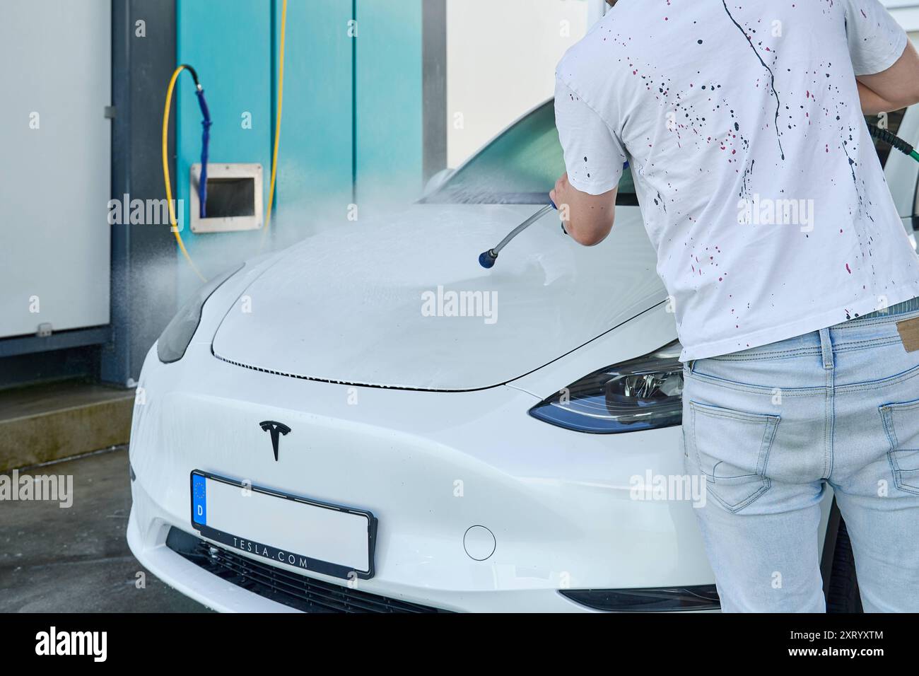 Serene Car Wash Tesla Model Y, Photo Illustration Serene Car Wash Tesla Model Y, Photo Illustration