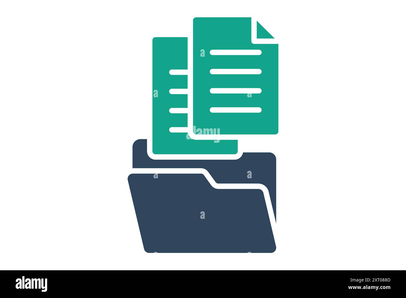 Data collection icon. folder with paper. icon related to gather. solid icon style. data analytics elements vector illustration Stock Vector