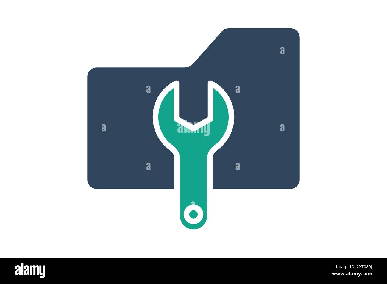 Data management icon. folder with wrench. icon related to organize. solid icon style. data analytics elements vector illustration Stock Vector