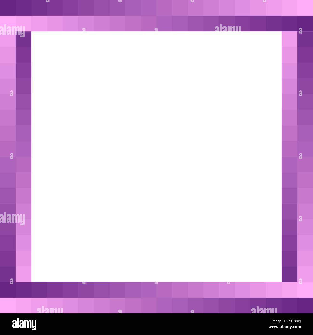 Pixelated purple frame. Vector border design. Gradient effect. Vibrant pink tones. Stock Vector