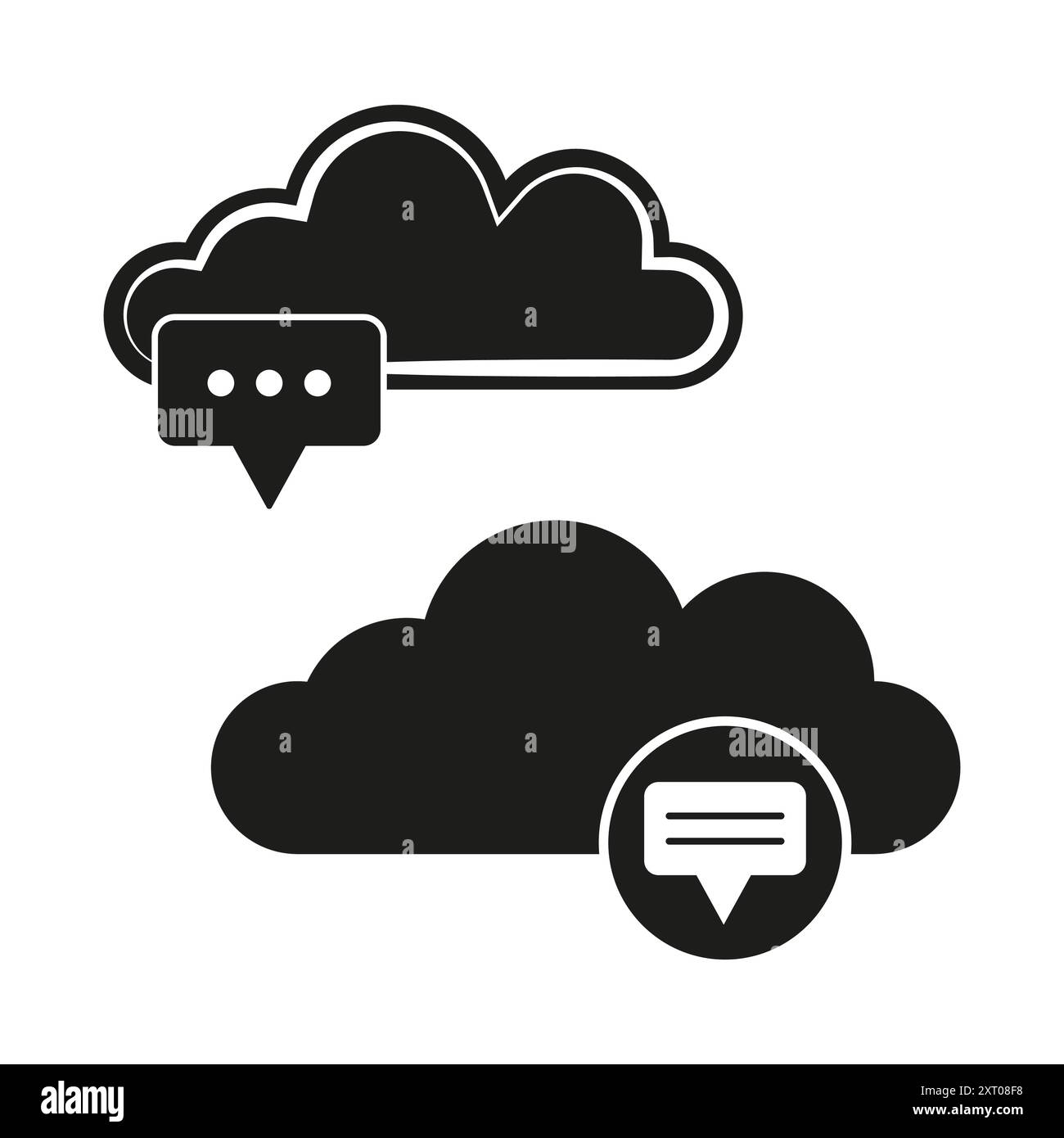 Cloud chat icons. Communication symbols. Vector silhouette. Technology ...