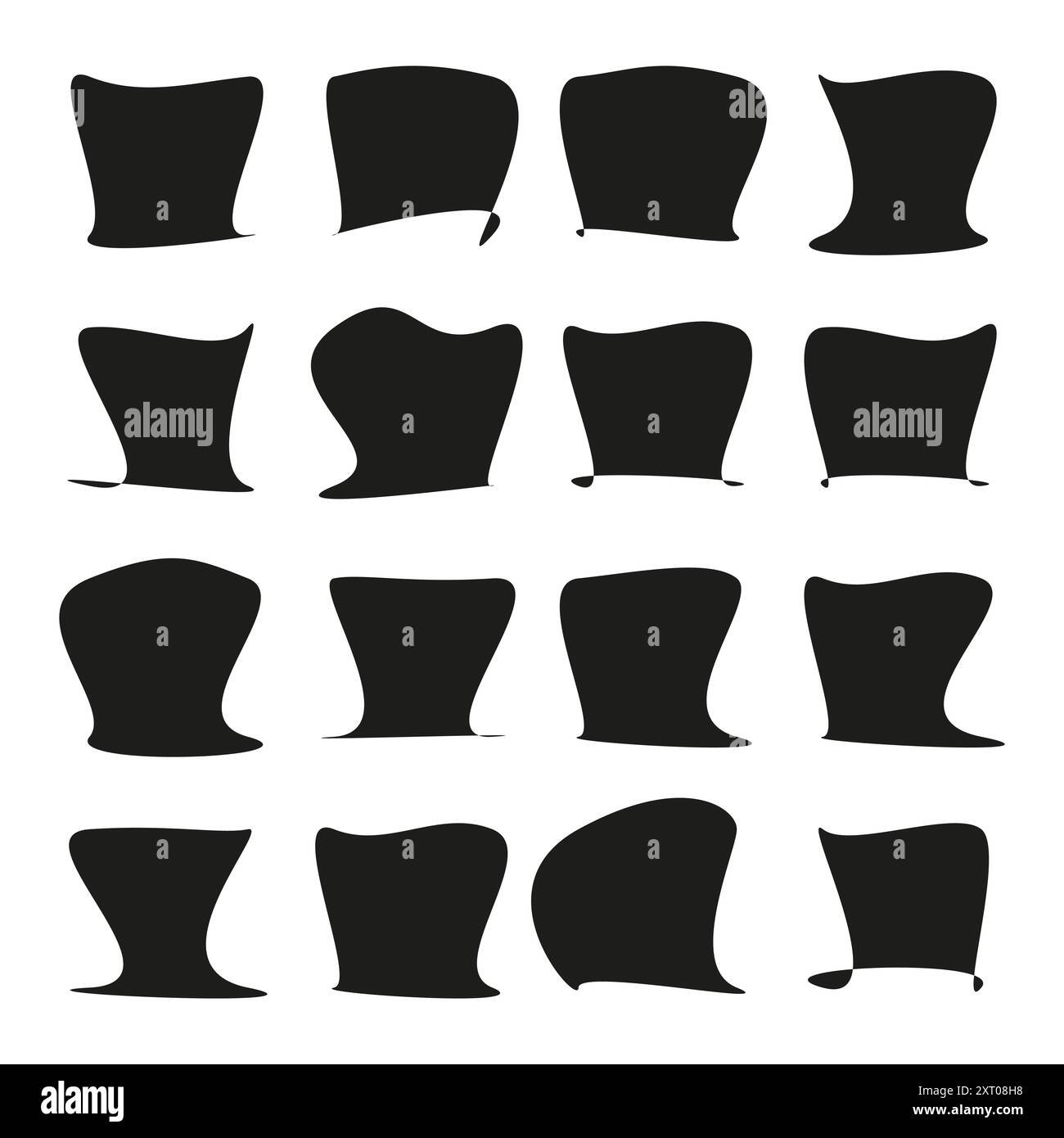 Set of abstract top hat icons. Silhouette vector illustration. Black ...