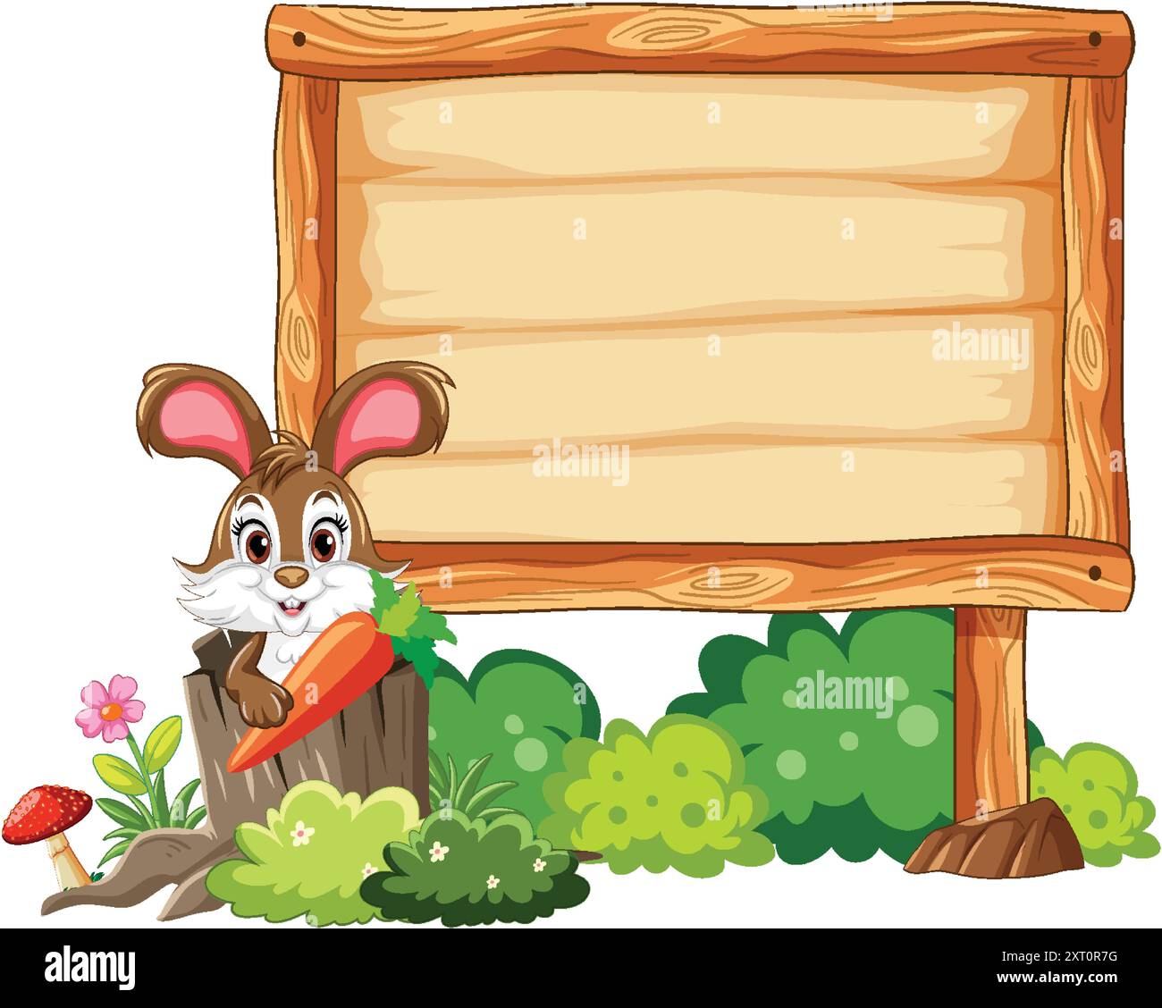 Cute rabbit holding carrot near wooden sign Stock Vector Image & Art ...