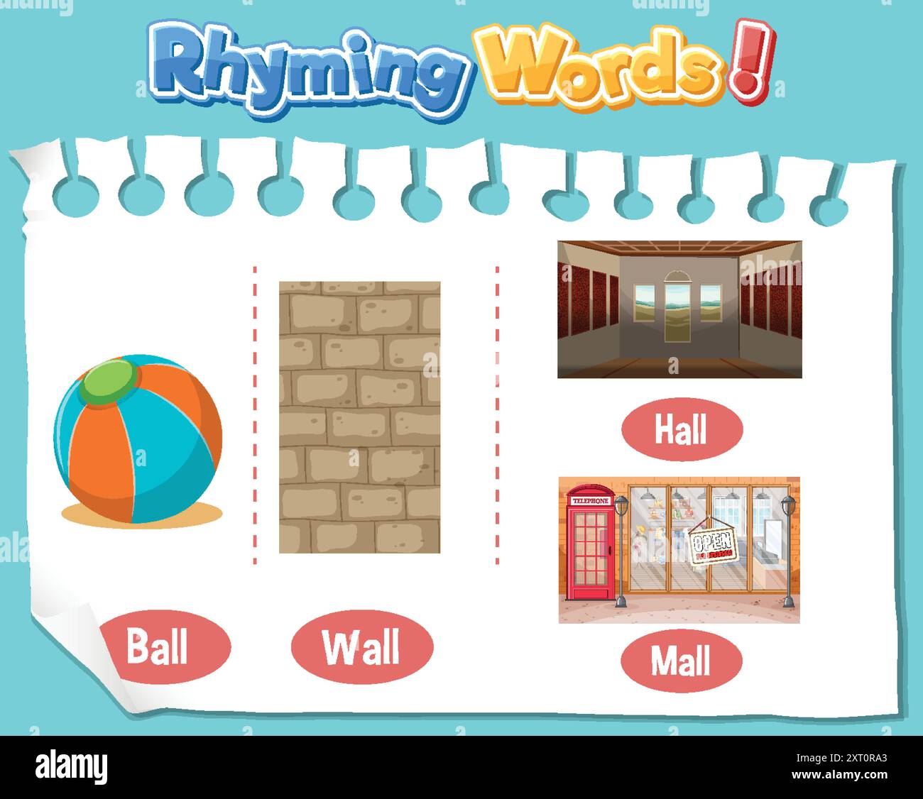 Rhymes With Illustration of rhyming words with images Stock Vector Image & Art - Alamy