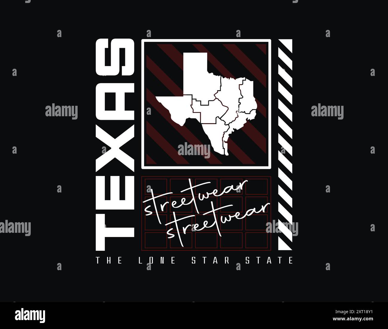 Texas concept streetwear design, urban style streetwear template for printing t shirt, hoodie, poster and more Stock Vector