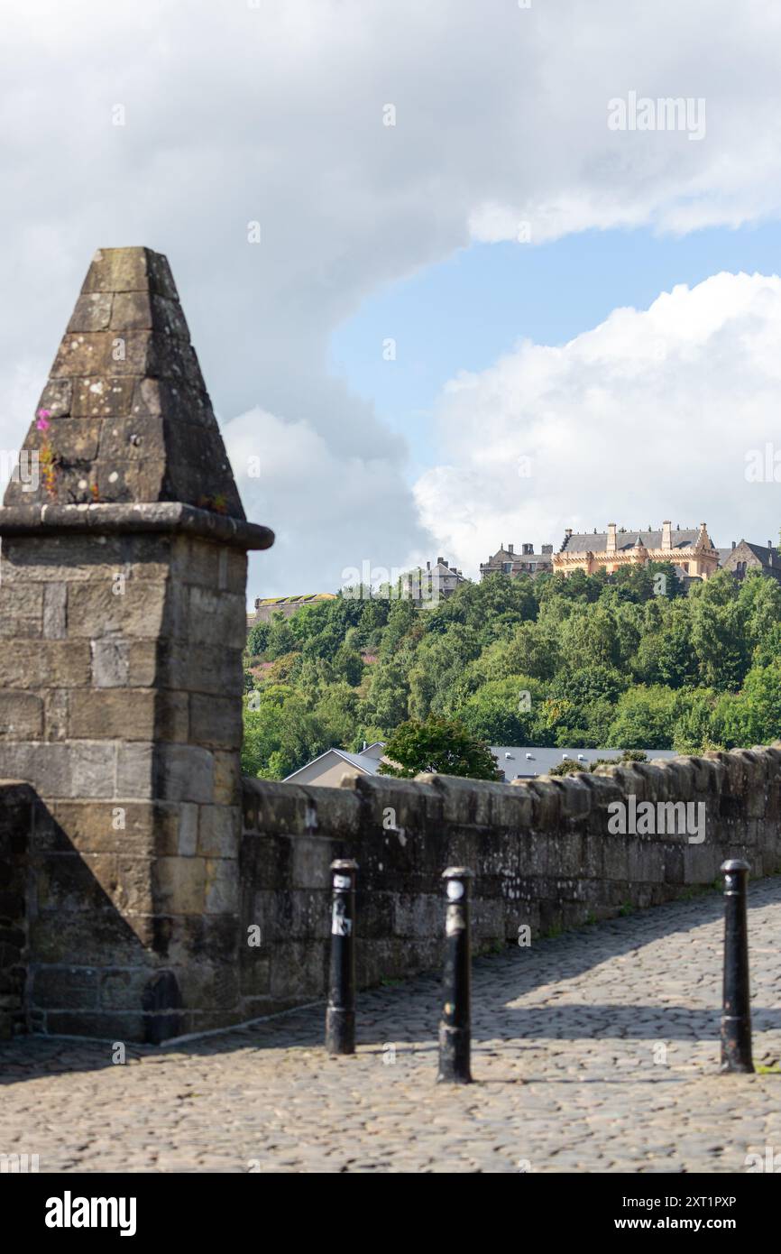 Stirling Castle seen from Stirling Old Bridge Stock Photo