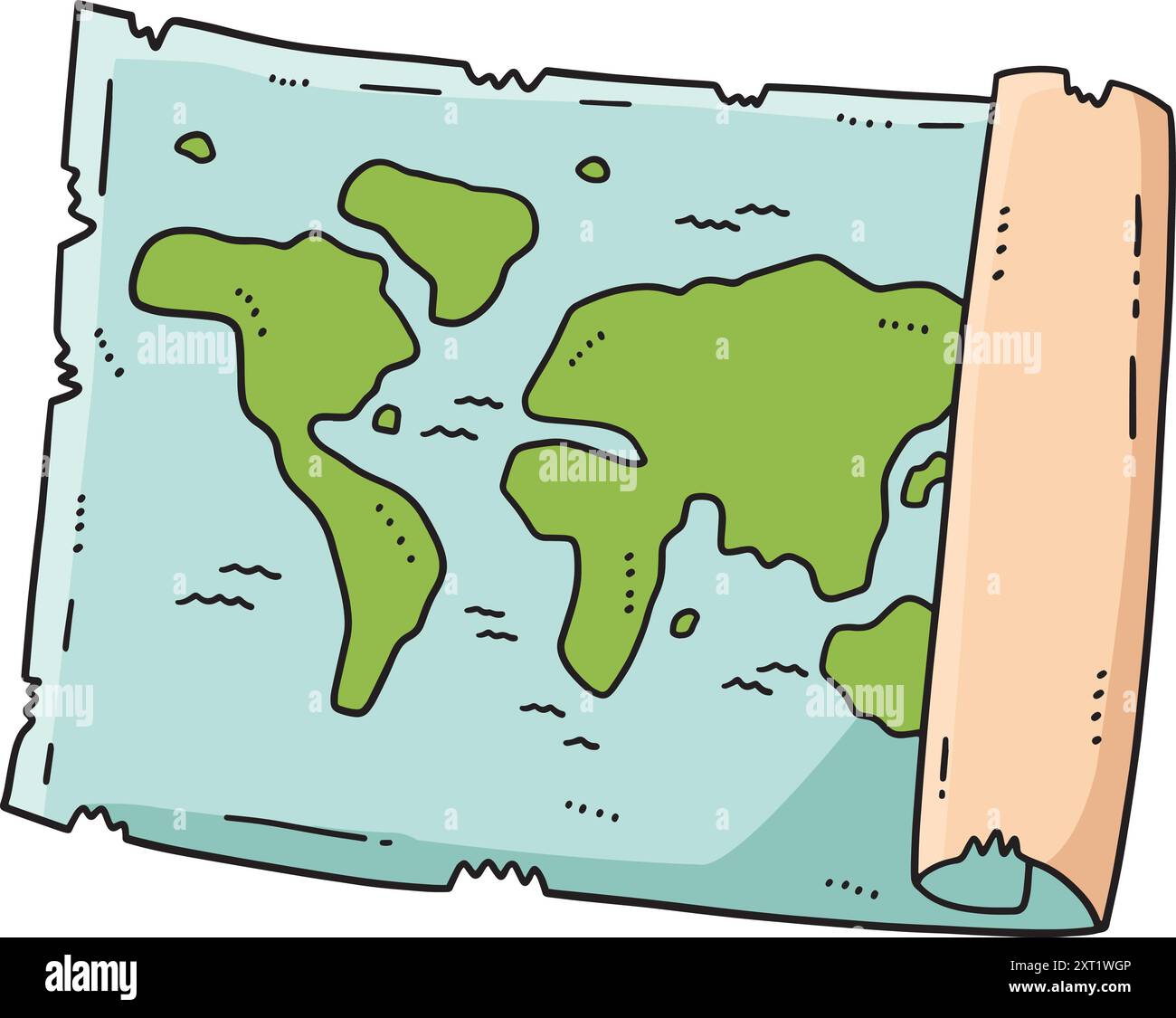 Map Cartoon Colored Clipart Illustration Stock Vector