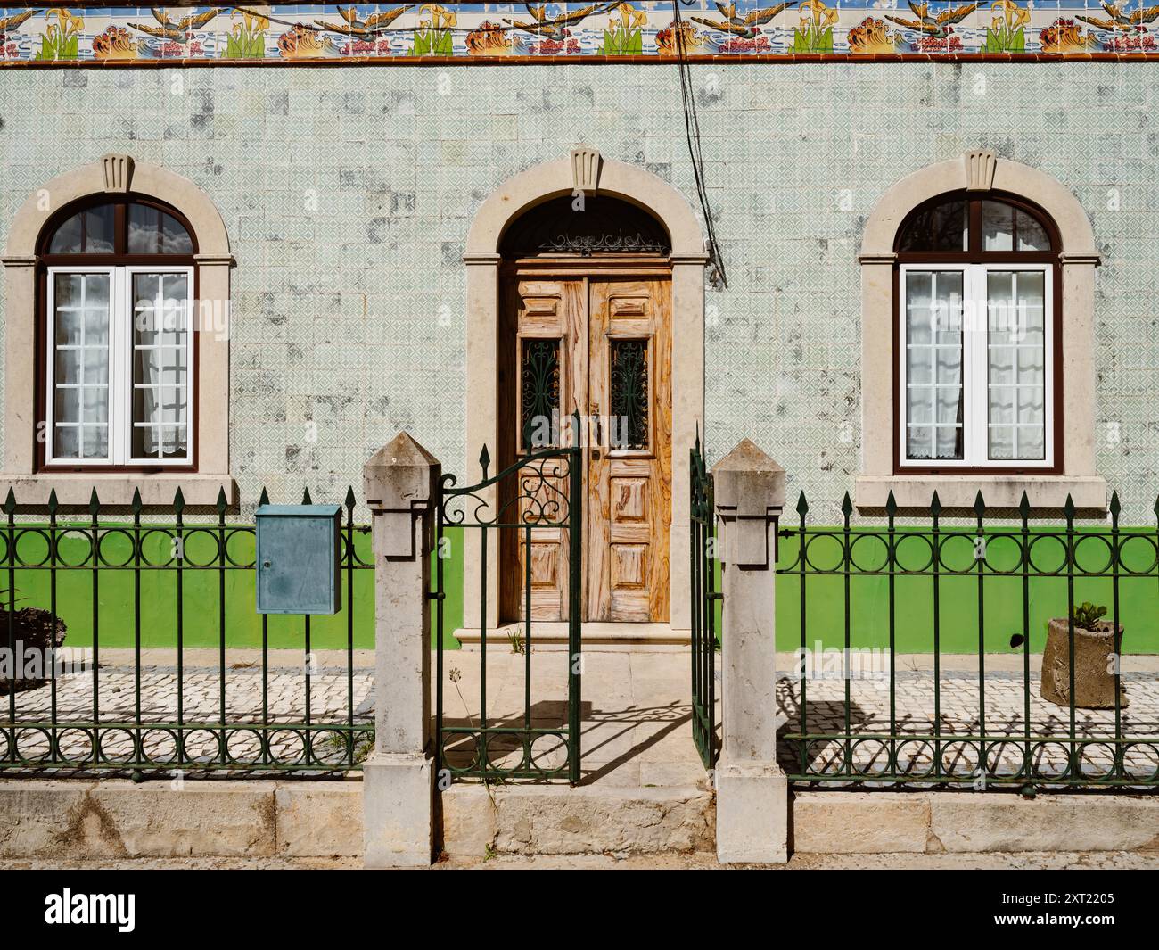 Traditional house coverd with portuguese tiles in Castro Verde, Beja District in Alentejo, Portugal Stock Photo