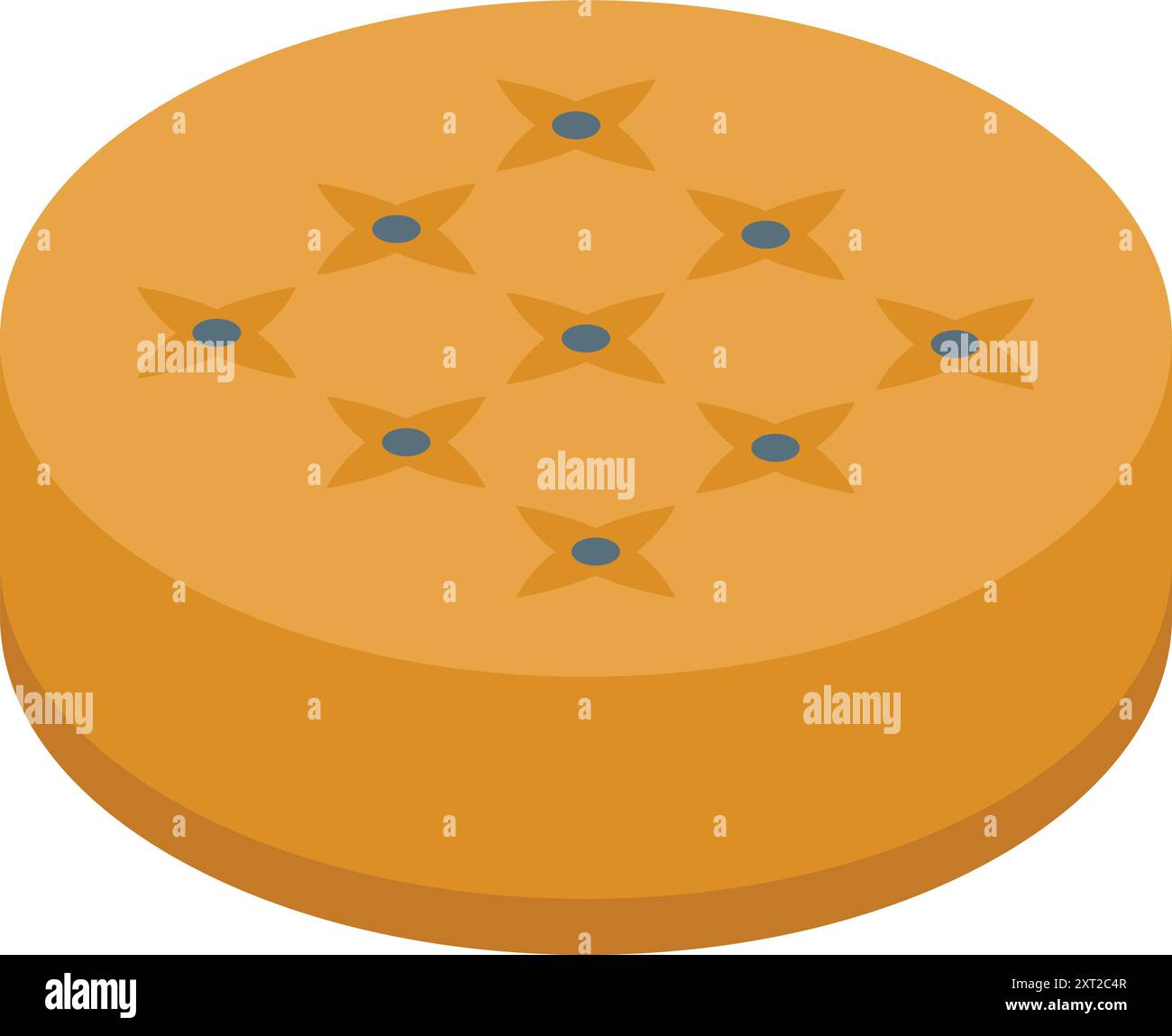 Round cracker with salt is laying on a white surface, showing its delicious texture Stock Vector
