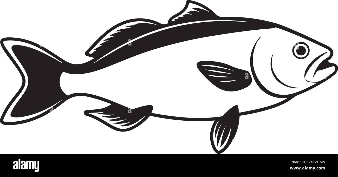 Cod fish vector art still life painting flat illustration Stock Vector ...