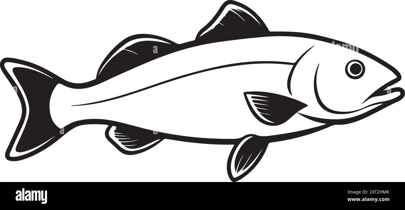 Cod fish vector art still life painting flat illustration Stock Vector ...