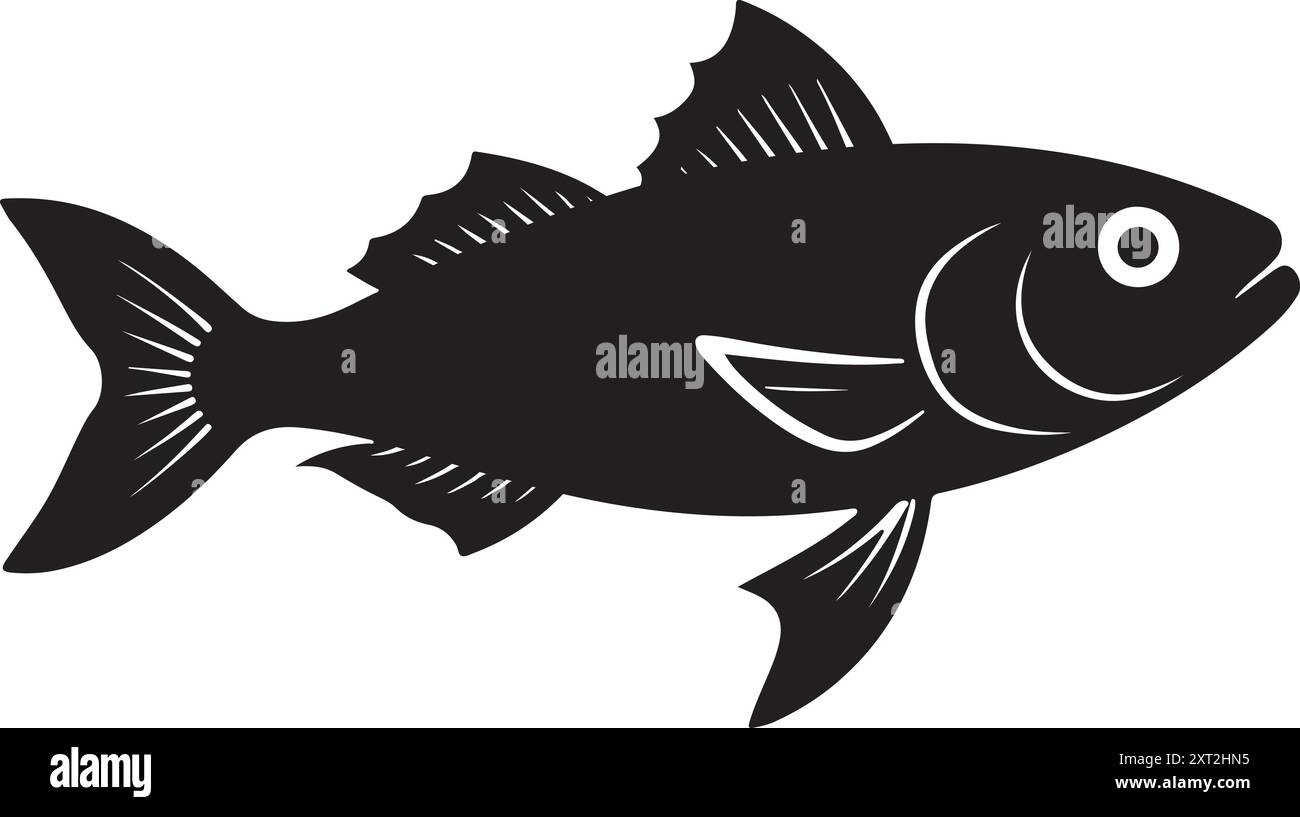 Cod fish vector art still life painting flat illustration Stock Vector ...