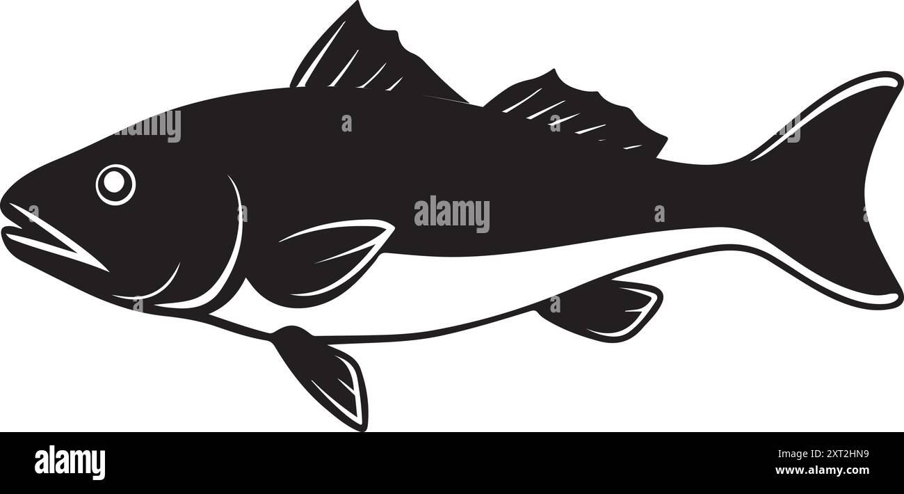 Cod fish vector art still life painting flat illustration Stock Vector ...