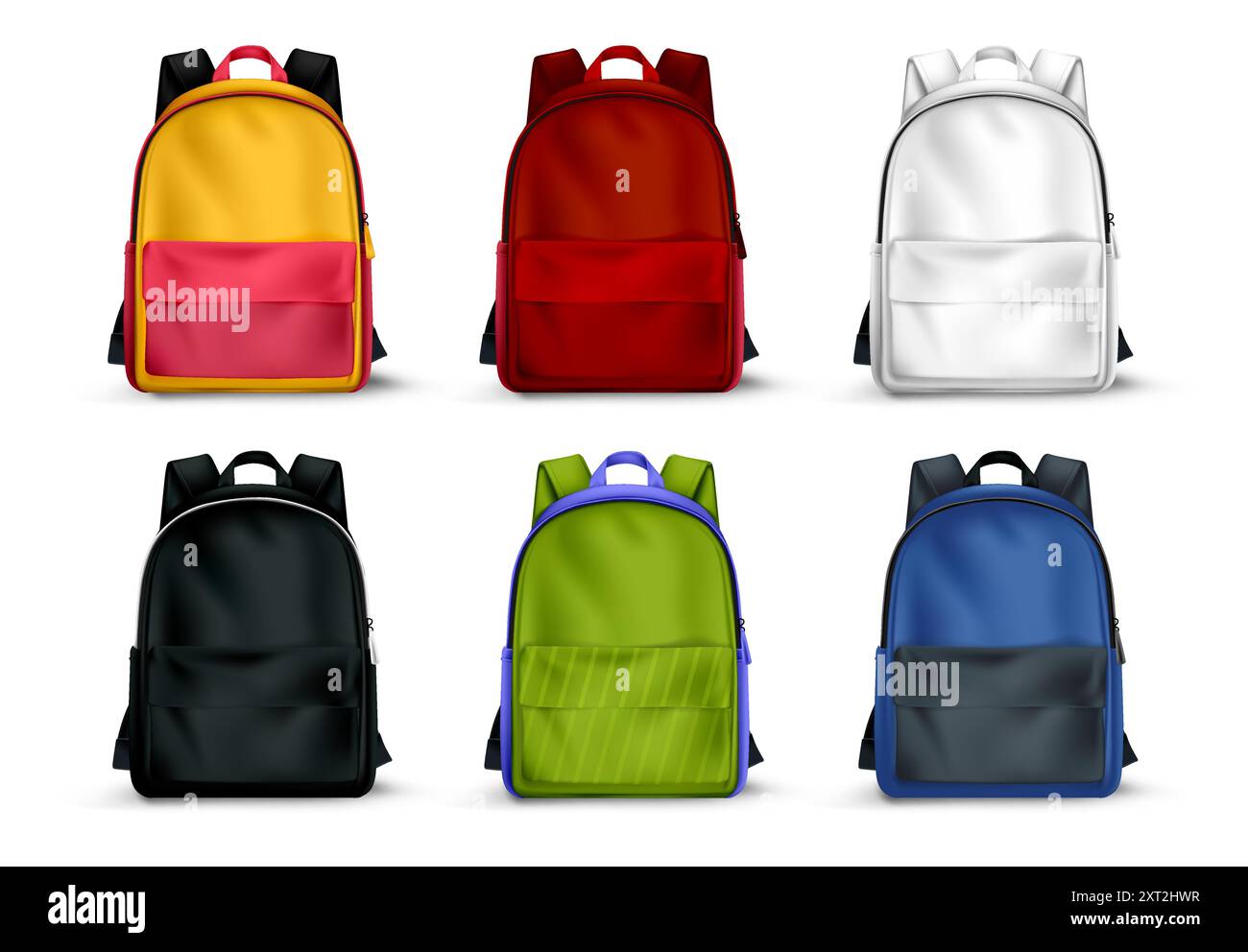 Set of realistic school backpacks. Stock Vector