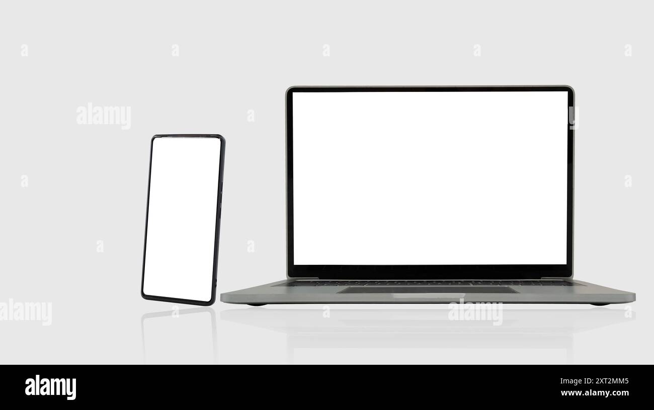 Modern laptop mockup front view and smartphone mockup high quality ...