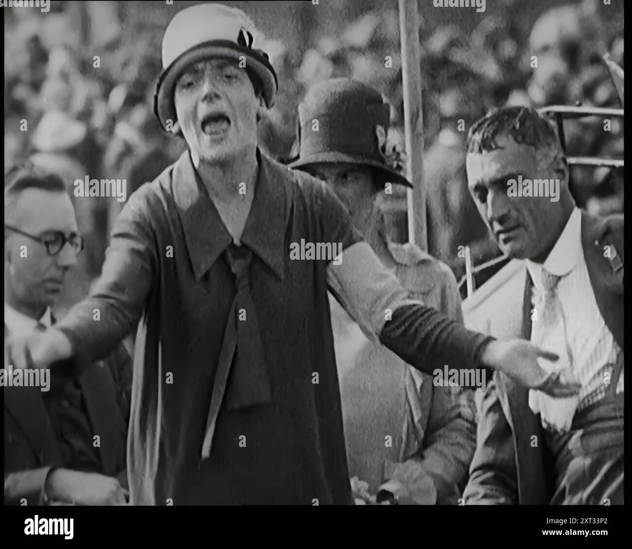 Ellen Wilkinson, Labour Politician Giving a Speech in Support of the General Strike, 1926. From &quot;Time To Remember 1926 - Short Sharp Shower&quot; ( Reel 4); documentary about 1926 - General Strike, international politics, dancing, weather and record breaking feats. Stock Photo