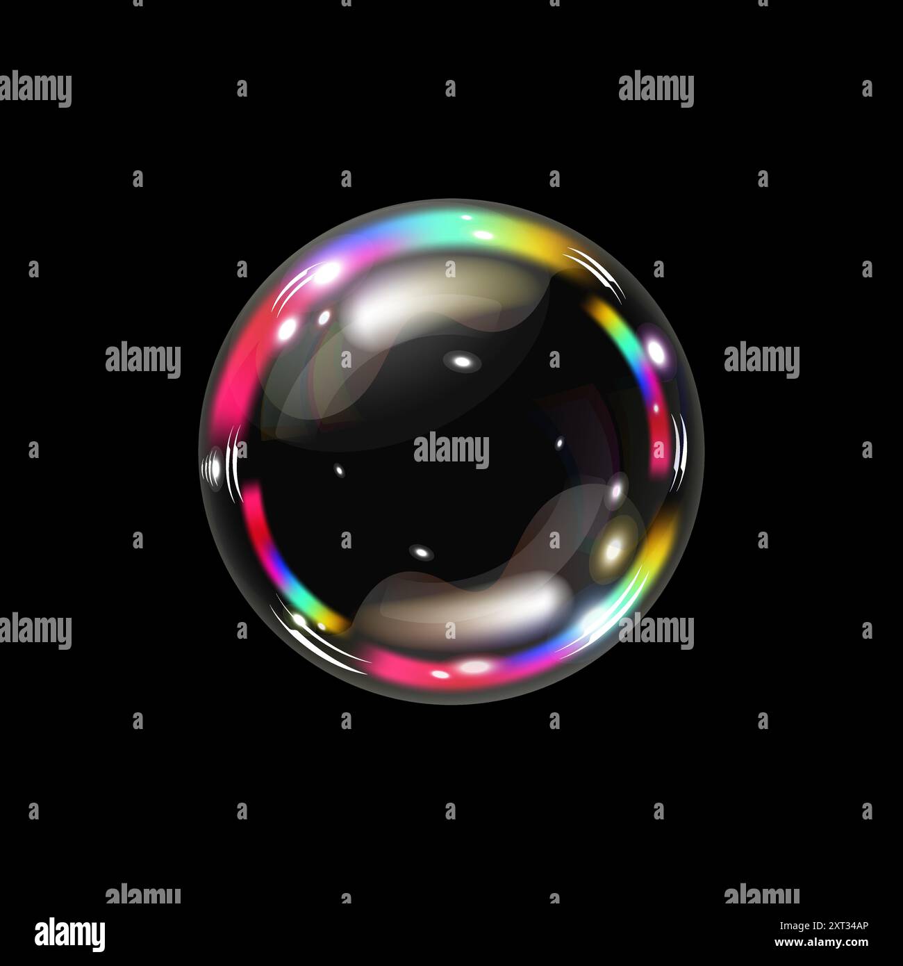 Tubble Color Soap bubble color spectrum on a black background. Realistic air bubble ...