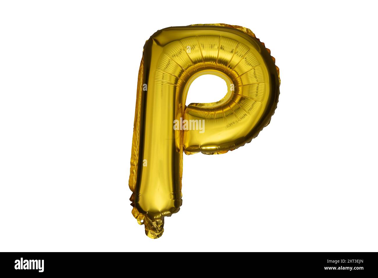 Gold inflatable letter P isolated on white background Stock Photo - Alamy