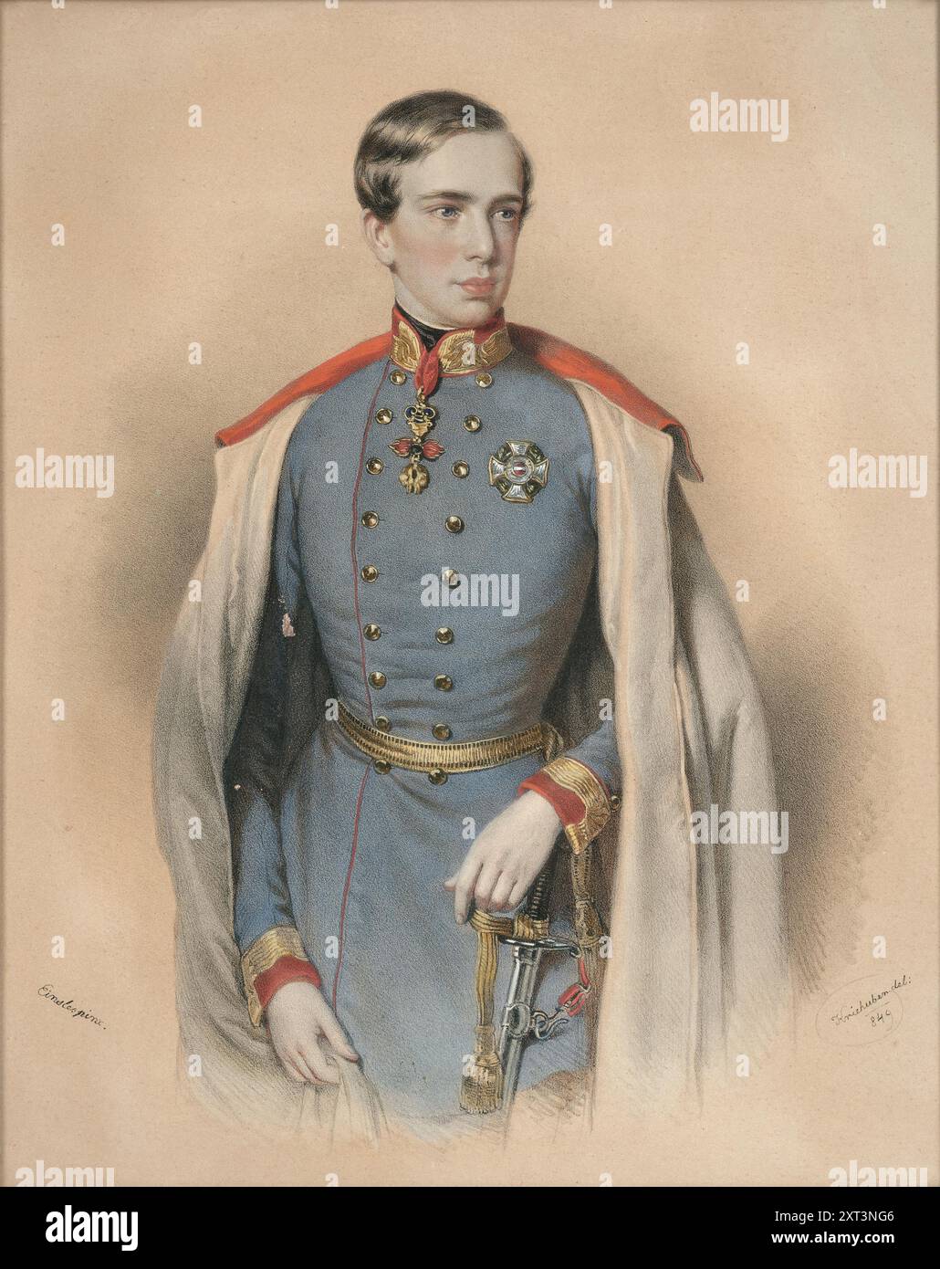 Portrait of Emperor Franz Joseph I of Austria (1830-1916), 1849. Found in the Collection of the Private Collection. Stock Photo