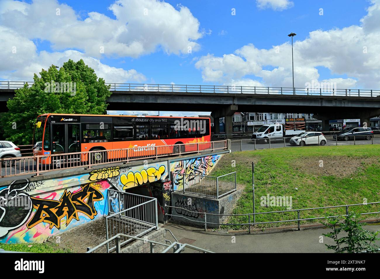 Gabalfa interchange, Cardiff, South Wales. Stock Photo