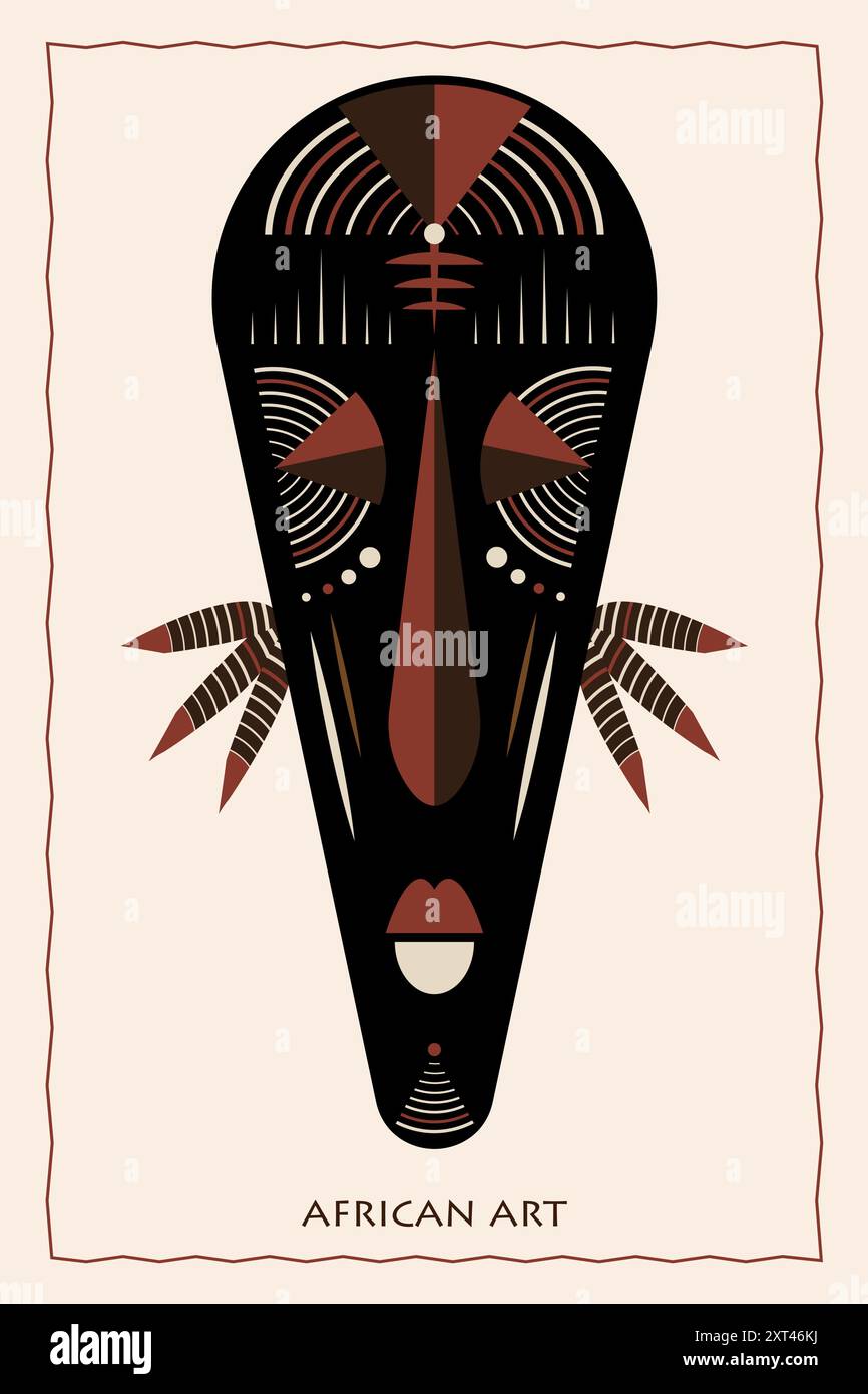 African mask ethnic tribal ritual flat vector illustration Primitive ...