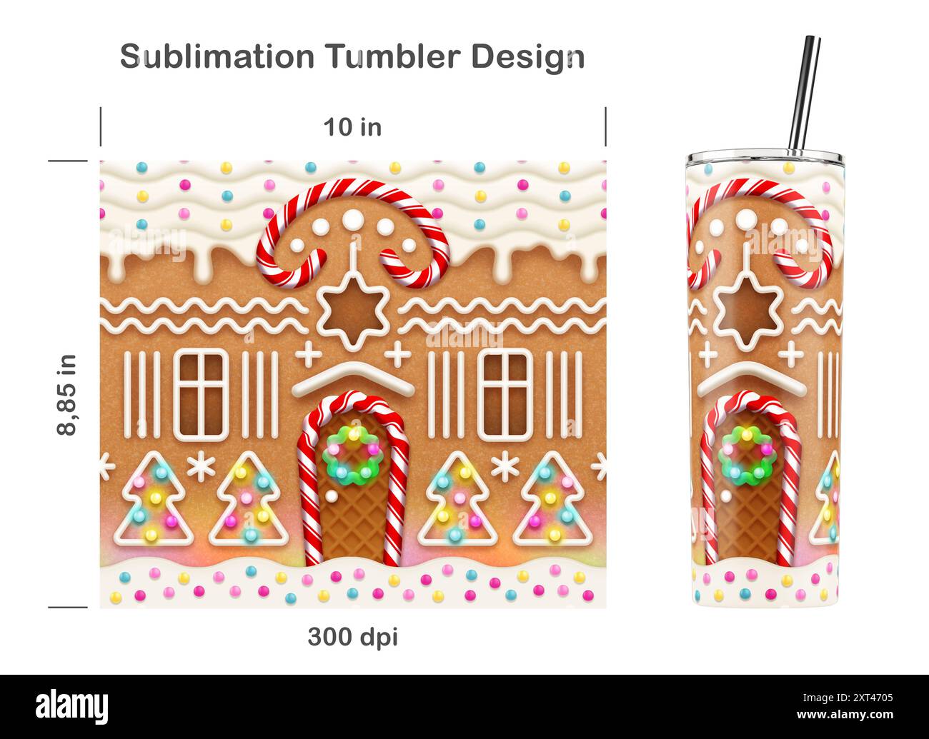 Christmas Gingerbread Cookie House. Sublimation design for 20 oz skinny ...